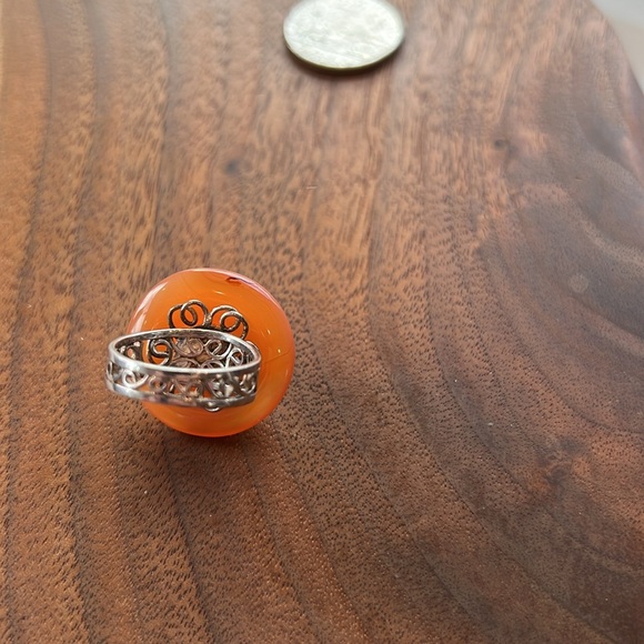 Carnelian Pearl Silver Ring - Picture 2 of 3